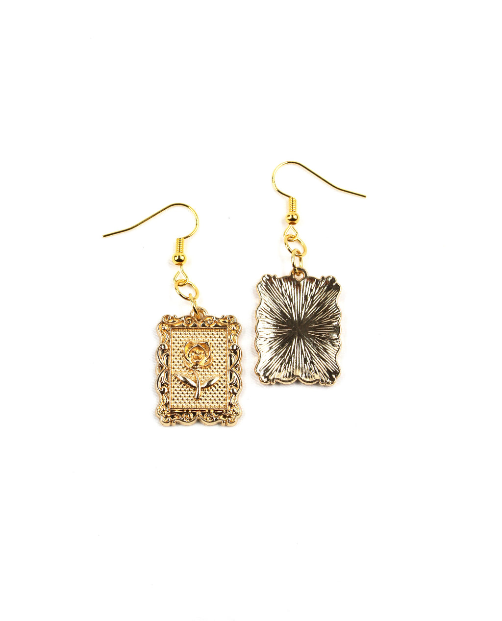 Pendientes colgantes dorados Flora con diseño de flor para mujer